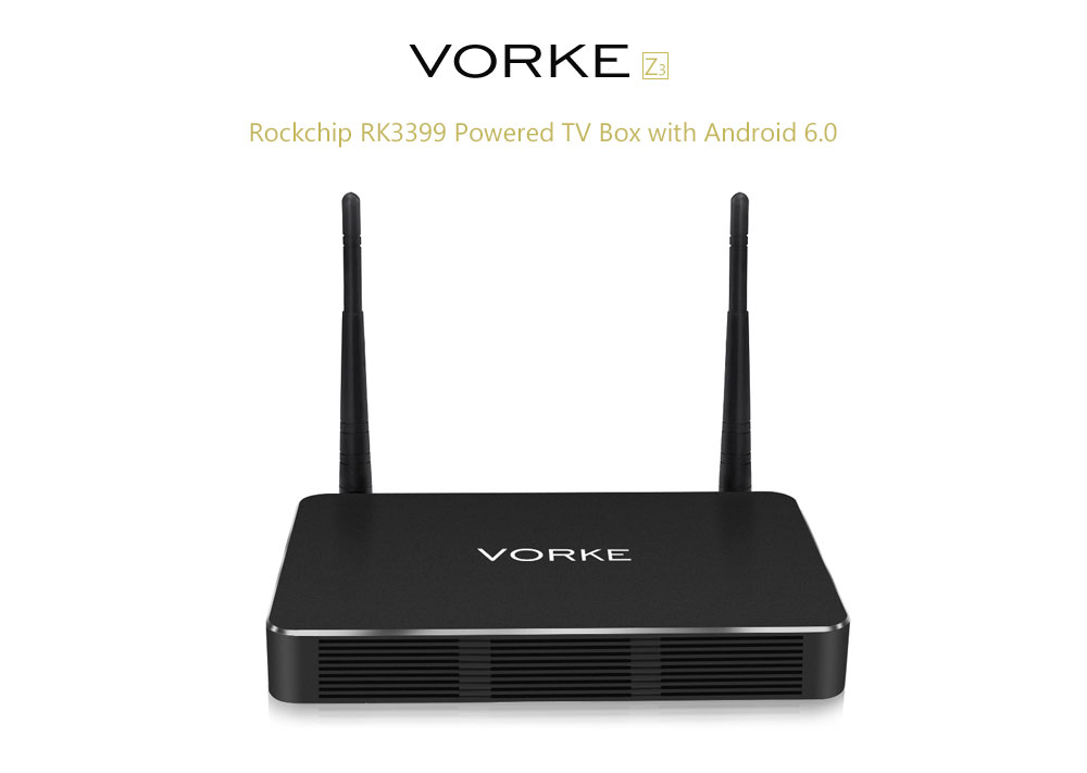 VORKE Z3 4K 60Hz KODI Android TV Box RK3399 4G/32G 2x2 mimo AC WIFI Gigabit LAN SATA3.0 HDMI Type-C Dual Output Bluetooth 4.1
