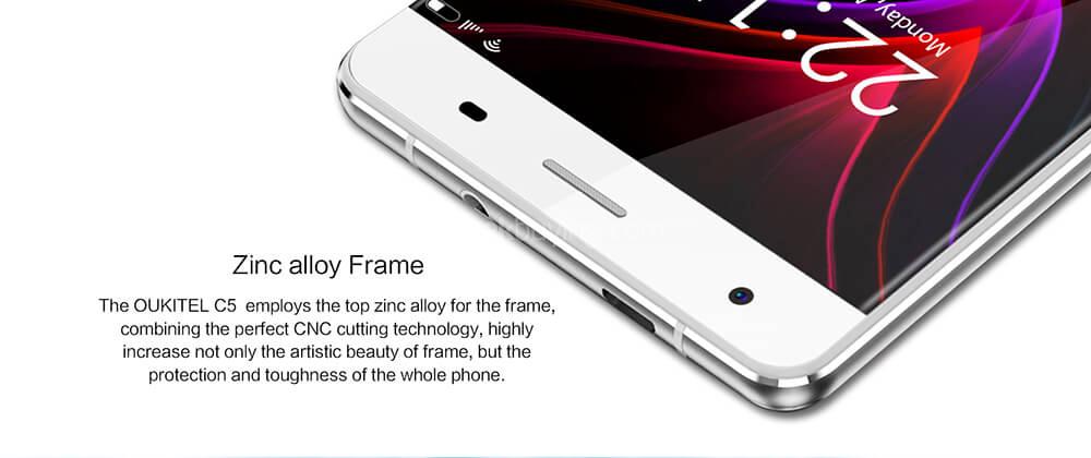 [HK Stock]Oukitel C5 5.0 Inch Smartphone HD Screen 2GB RAM 16GB ROM MTK6580 Quad Core 5.0MP Cam Android 7.0 OTA - Gold