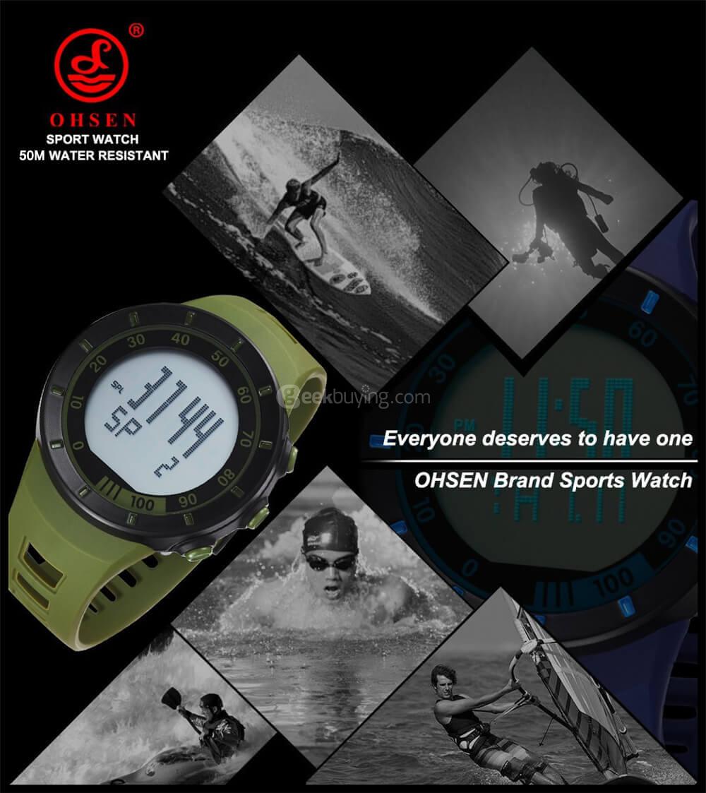 Ohsen 2821 Back Light Sport Round Dial Military Men Quartz Watch -Yellow