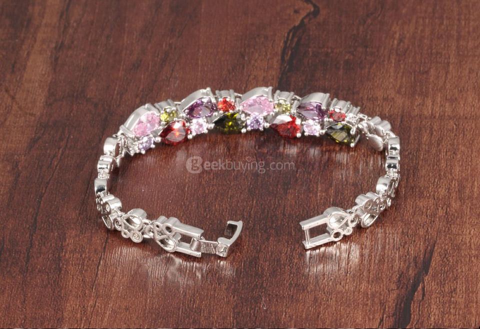 OPK DS950 Multicolor Cubic Zirconia Woman Bracelet Length 17.5CM - Silver