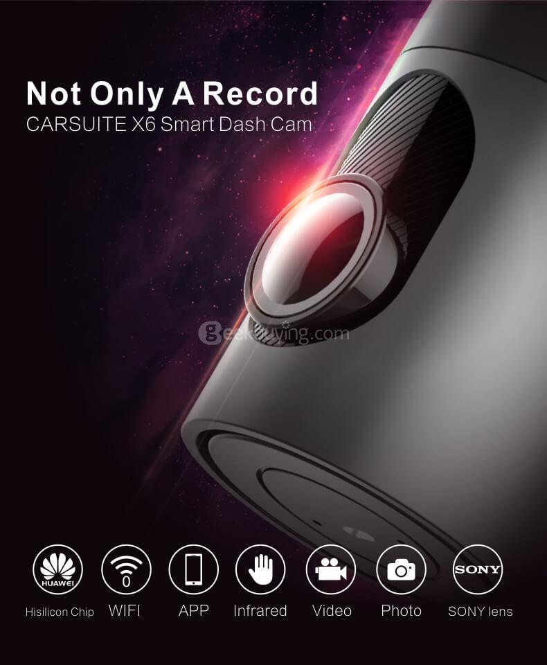 CARSUITE X6 1080P Car DVR Camera Hisilicon Chipset 156 Degree Wide Angle Car Recorder Dash Cam - Gray
