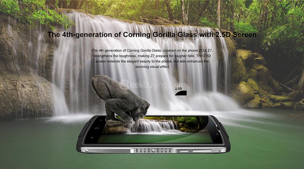 [HK Stock]ZOJI Z7 IP68 waterproof 5.0 Inch HD 2.5D Corning Gorilla Glass 4 Screen 2GB RAM 16GB ROM 8.0MP MT6737 Quad Core 1.3GHz Android 6.0 Smartphone Touch ID 3000mAh - Black