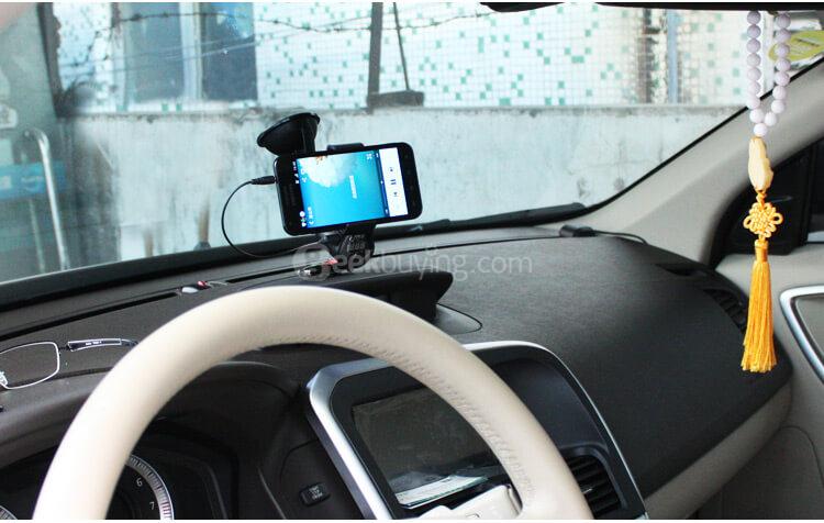 FM09 Car Handsfree FM Transmitter 360 Degree Rotation Phone Holder - Black