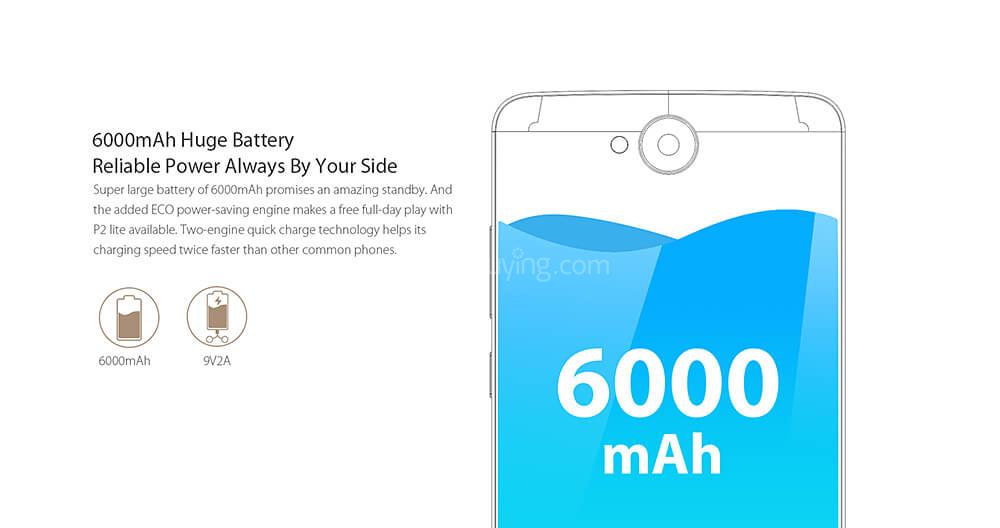 [HK Stock]Blackview P2 Lite 5.5 Inch 4G LTE Smartphone FHD Screen 3GB 32GB MTK6753 13.0MP Cam Android 7.0 6000mAh - Gold