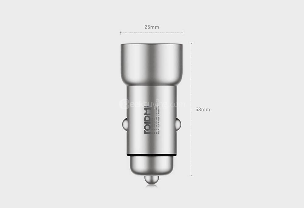 ROIDMI C1 Car Charger Dual USB Ports 3.6A Intelligent Output  -  Silver