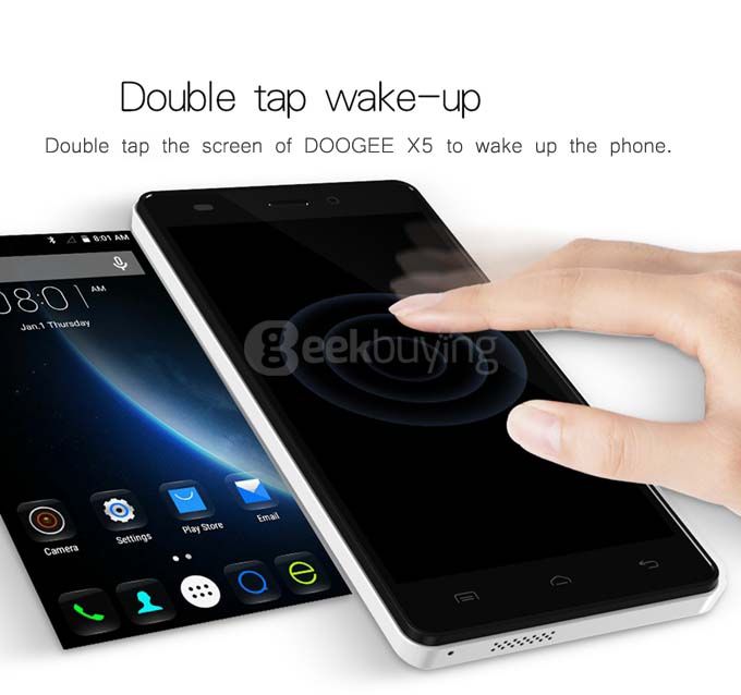 [HK Stock][Package B]DOOGEE X5 Pro 5.0inch Android 5.1 2GB RAM 16GB ROM Smartphone(Black) + Leather Case(Black) + Tempered Glass Screen Protector