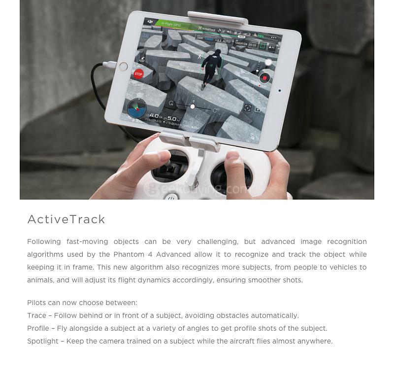 DJI Phantom 4 Advanced GPS/GLONASS UHD 4K Camera Automatic Obstruction Intelligent Flight Mode RC Quadcopter RTF - Standard Edition
