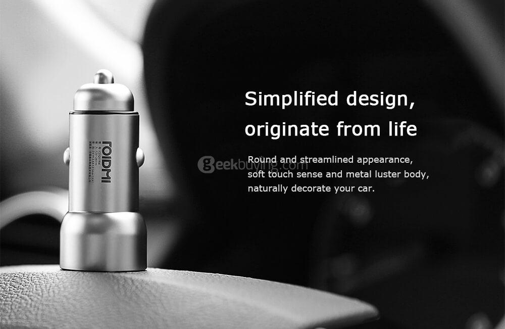 ROIDMI C1 Car Charger Dual USB Ports 3.6A Intelligent Output  -  Silver