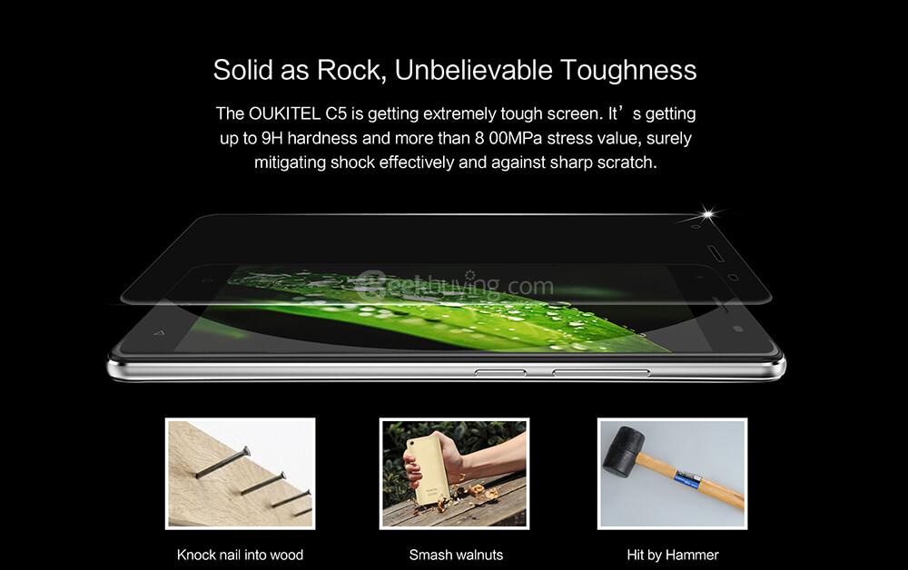[HK Stock]Oukitel C5 5.0 Inch Smartphone HD Screen 2GB RAM 16GB ROM MTK6580 Quad Core 5.0MP Cam Android 7.0 OTA - Gold