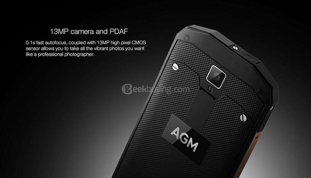 [HK Stock][US Version]AGM A8 5.0 Inch 4G LTE Smartphone IP68 Waterproof 3GB 32GB Qualcomm MSM8916 13.0MP Cam Android 7.0 OTG NFC 4050mAh - Gold