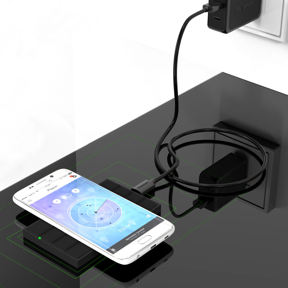 Bundle Tronsmart Chocolate QC2.0 Wireless Fast Charger +Tronsmart Presto 33W Quick Charge 3.0 Type C 10400mAh Power Bank Black