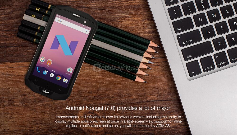 [HK Stock][US Version]AGM A8 5.0 Inch 4G LTE Smartphone IP68 Waterproof 3GB 32GB Qualcomm MSM8916 13.0MP Cam Android 7.0 OTG NFC 4050mAh - Gold