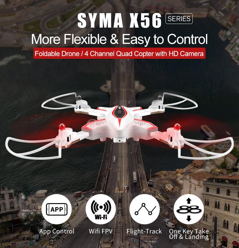 SYMA X56W WIFI FPV With Foldable Arm Pointing Flight Mode 4CH 6Axis Gyro RC Quadcopter RTF - White