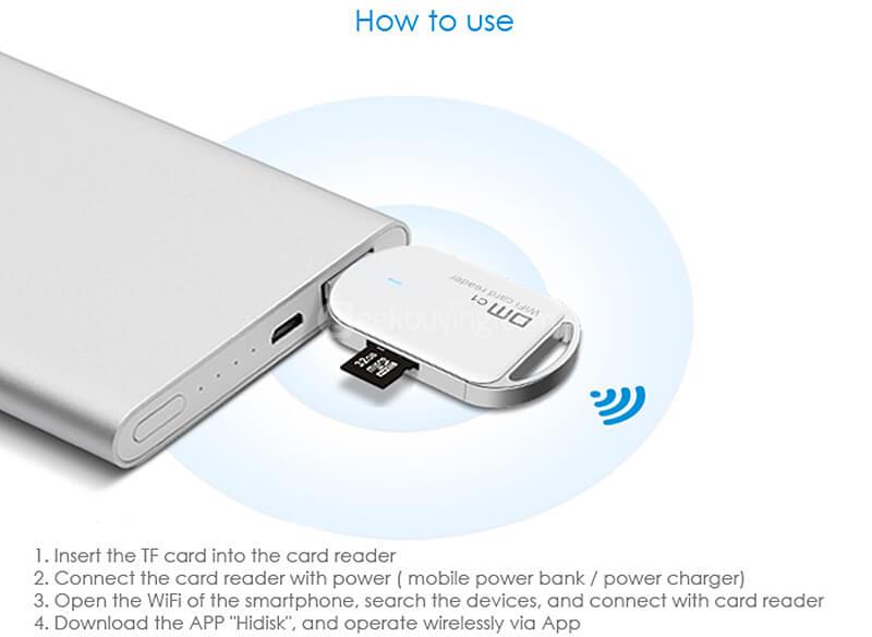 DM C1 WFD011 Wireless WiFi Card Reader USB 2.0 for Smartphones /Tablets -  Black