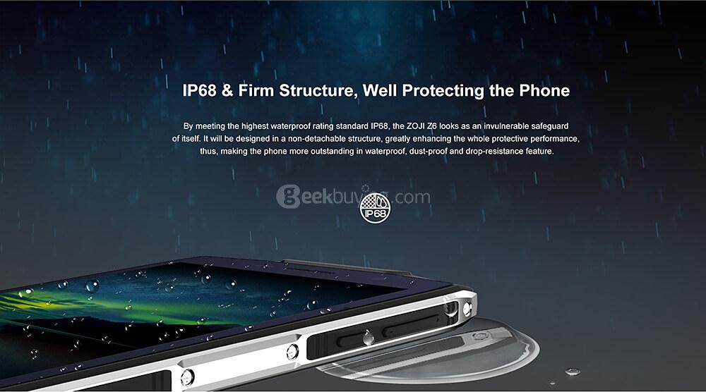 [HK Stock]ZOJI Z6 IP68 waterproof 4.7 Inch HD Corning Gorilla Glass 4 Screen 8GB ROM 5.0MP Cam MT6580 Quad Core 1.3GHz Android 6.0 Smartphone Touch ID Super Slim Body 3000 mAh - Black
