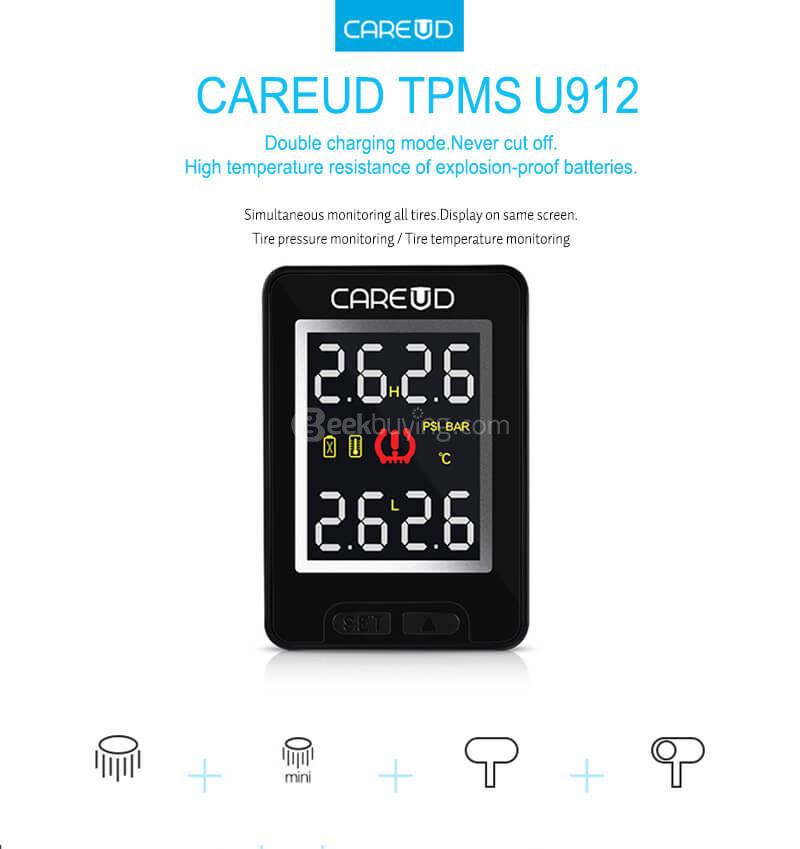 CAREUD U912WF Wireless TPMS Tire Pressure Monitoring System Internal Sensor - Black