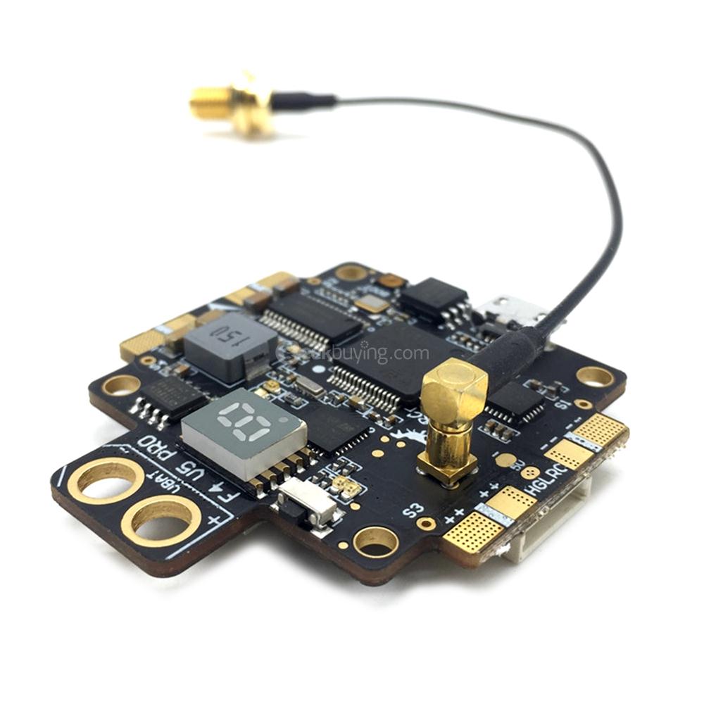HGLRC F4 V5PRO Flight Controller AIO Board with 0/25/200/600mW Switchable Transmitter 5V BEC OSD PDB - RP-SMA Female Version