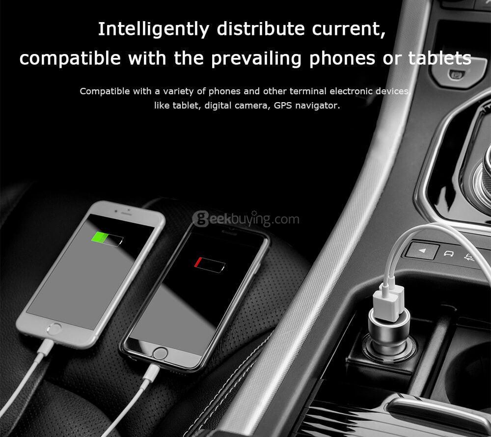 ROIDMI C1 Car Charger Dual USB Ports 3.6A Intelligent Output  -  Silver
