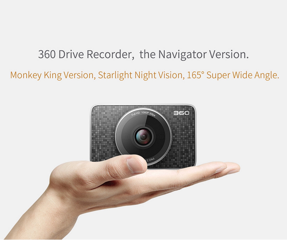 [HK Stock]360 J511 1080P Car DVR Camera Ambarella A12A55 3.0 Inch Screen 165 Degree Wide Angle  - Black