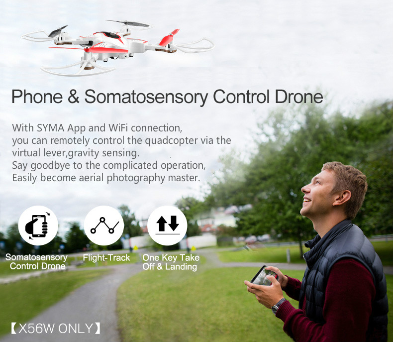 SYMA X56W WIFI FPV With Foldable Arm Pointing Flight Mode 4CH 6Axis Gyro RC Quadcopter RTF - White