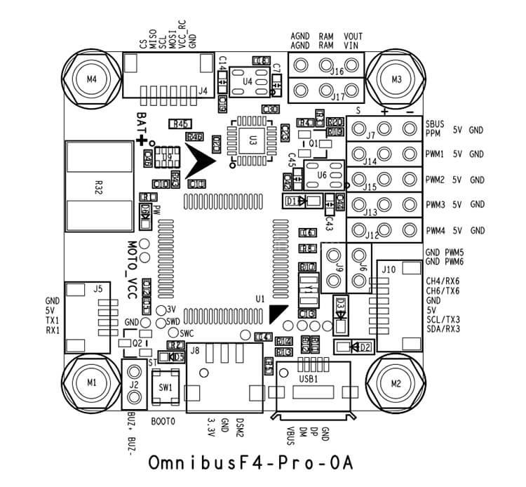 Betaflight Omnibus F4 Pro V2 Flight Controller Built-in OSD 5V BEC Current Meter for FPV Racing