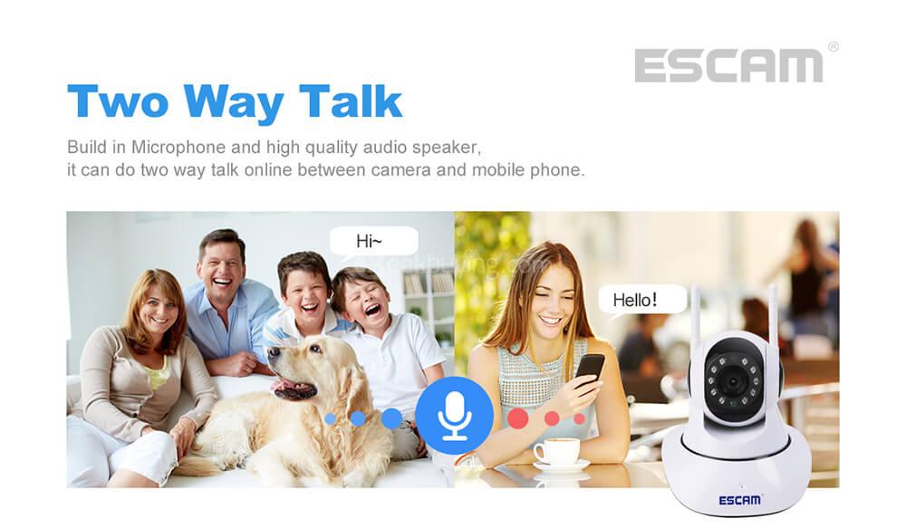 ESCAM G02 Dual Antenna 720P Pan/Tilt WiFi IP IR Camera Support ONVIF Max Up to 128GB Video Monitor