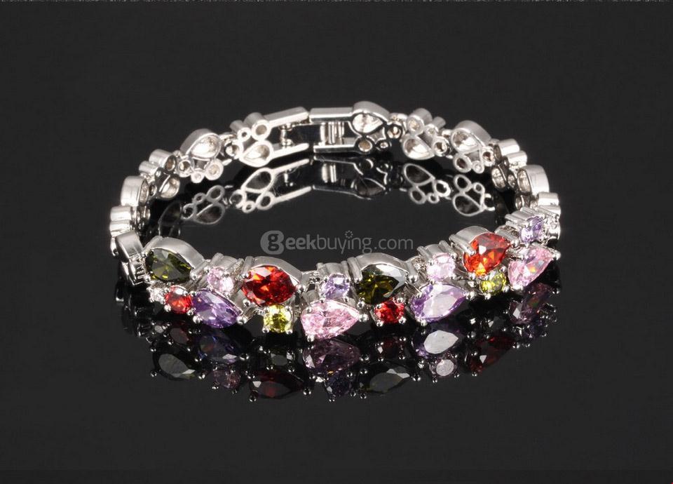 OPK DS950 Multicolor Cubic Zirconia Woman Bracelet Length 17.5CM - Silver