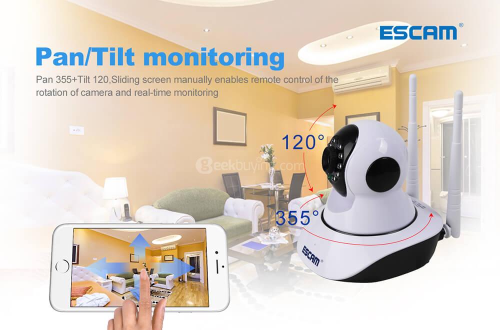 ESCAM G02 Dual Antenna 720P Pan/Tilt WiFi IP IR Camera Support ONVIF Max Up to 128GB Video Monitor