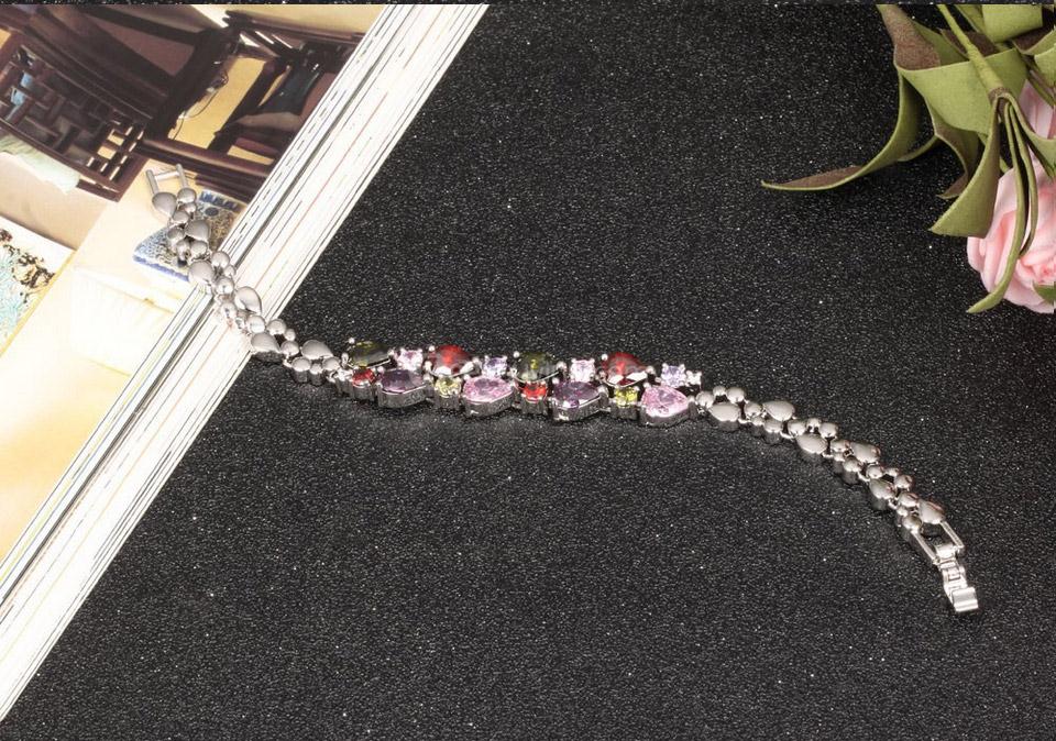 OPK DS950 Multicolor Cubic Zirconia Woman Bracelet Length 17.5CM - Silver