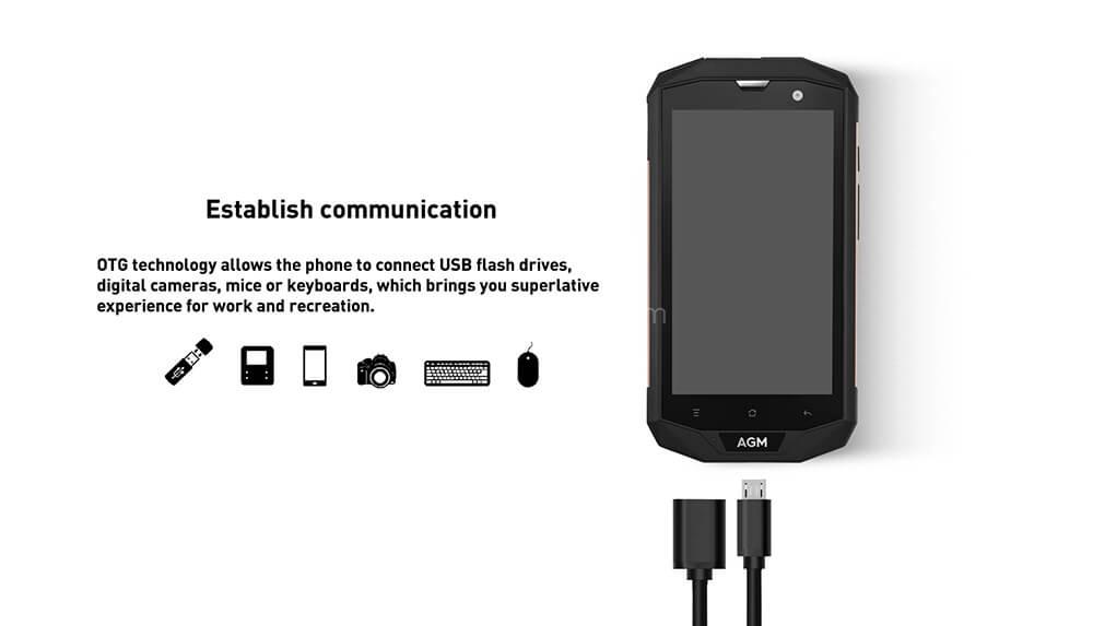 [HK Stock][US Version]AGM A8 5.0 Inch 4G LTE Smartphone IP68 Waterproof 3GB 32GB Qualcomm MSM8916 13.0MP Cam Android 7.0 OTG NFC 4050mAh - Gold