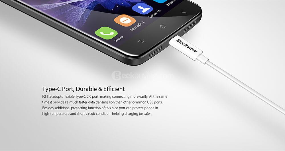 [HK Stock]Blackview P2 Lite 5.5 Inch 4G LTE Smartphone FHD Screen 3GB 32GB MTK6753 13.0MP Cam Android 7.0 6000mAh - Gold