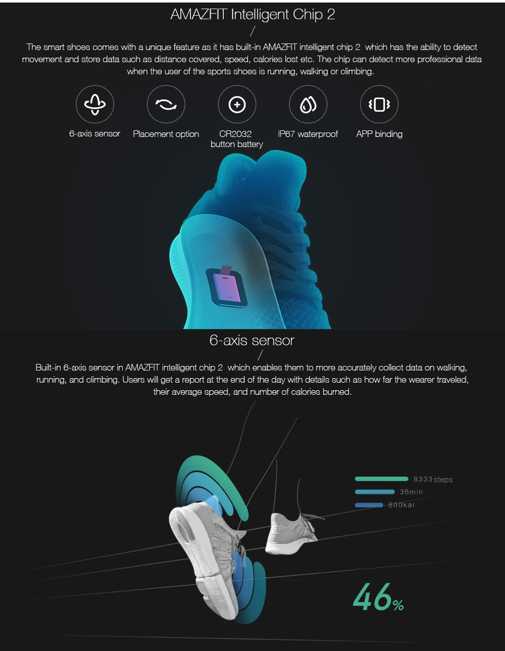 Xiaomi Mijia Smart Shoes 2mm High Elastic Knitting Uppers Fishbone Bionic Structure TPU Inside Mijia Running Shoes - Black /Size 44 (Man)