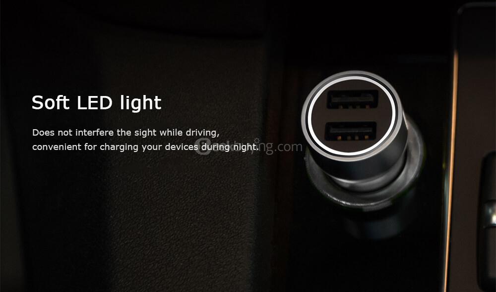 ROIDMI C1 Car Charger Dual USB Ports 3.6A Intelligent Output  -  Silver