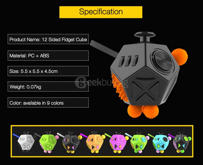 12 Sided Fidget Dice Relieves Stress Toys Anti-Stress Autism ADHD For Children Adult Cube Gift - Purple