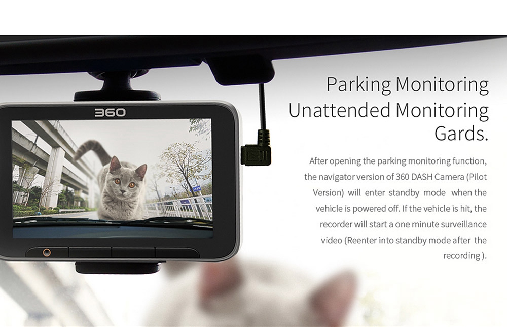 [HK Stock]360 J511 1080P Car DVR Camera Ambarella A12A55 3.0 Inch Screen 165 Degree Wide Angle  - Black