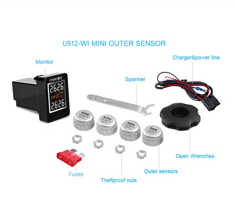 CAREUD U912WF Wireless TPMS Tire Pressure Monitoring System Internal Sensor - Black