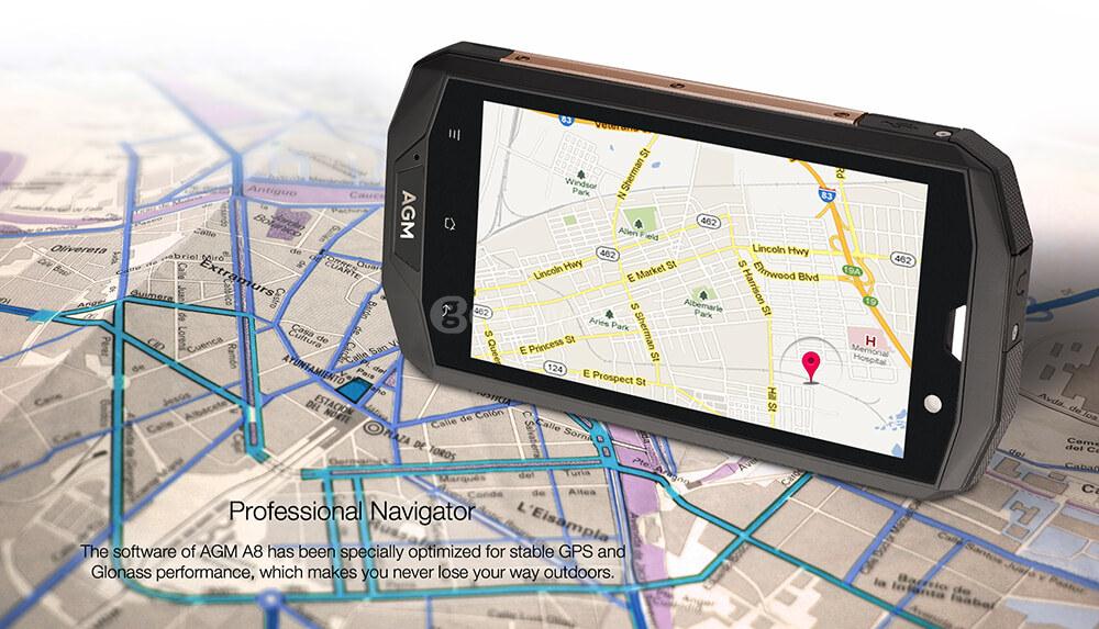 [HK Stock][US Version]AGM A8 5.0 Inch 4G LTE Smartphone IP68 Waterproof 3GB 32GB Qualcomm MSM8916 13.0MP Cam Android 7.0 OTG NFC 4050mAh - Gold