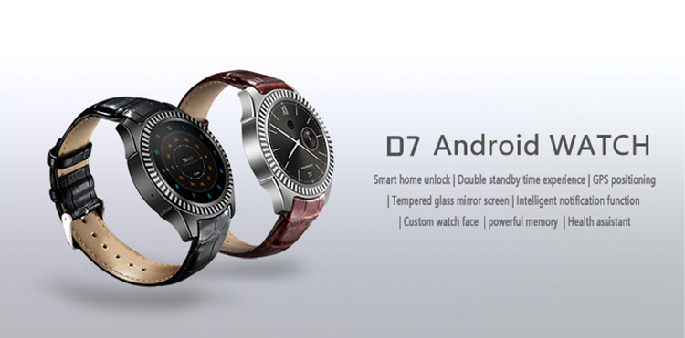 NO.1 D7 Android Smart Watch MTK6572 1.3 Inch 1GB RAM 8GB ROM IP65 Pedometer Heart Rate Monitor Bluetooth WiFi NFC Connection - Black