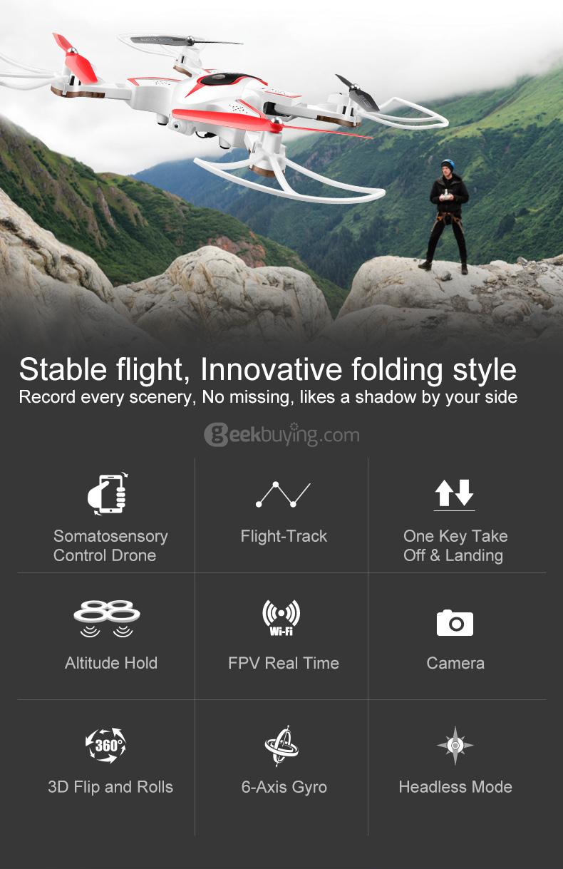 SYMA X56W WIFI FPV With Foldable Arm Pointing Flight Mode 4CH 6Axis Gyro RC Quadcopter RTF - White