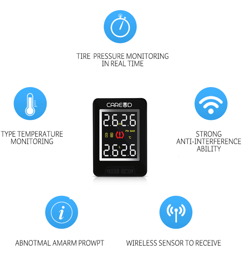 CAREUD U912WF Wireless TPMS Tire Pressure Monitoring System Internal Sensor - Black