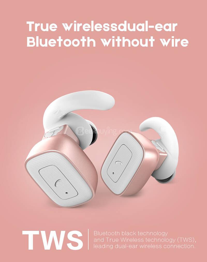 Original Roman Q5 Wireless Bluetooth 4.1 Dual Earphones - Black