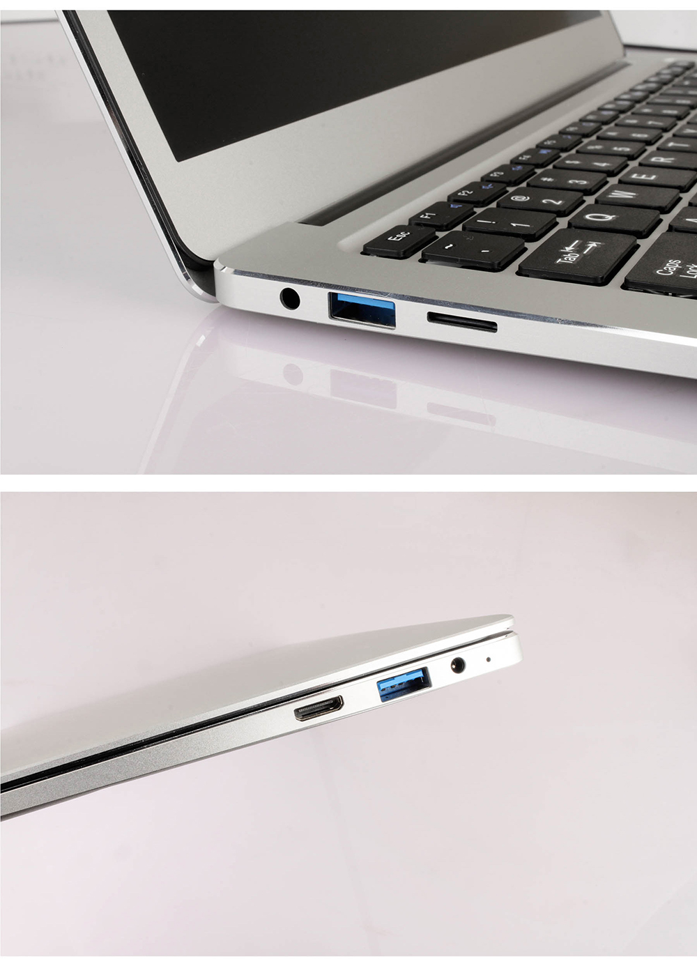 Jumper EZbook 3 Pro 13.3 Inch Laptop Intel Apollo Lake N3450 Quad Core 2.2GHz 6GB DDR3 64GB SSD Windows 10 Home OS 1080P FHD IPS Display - Silver