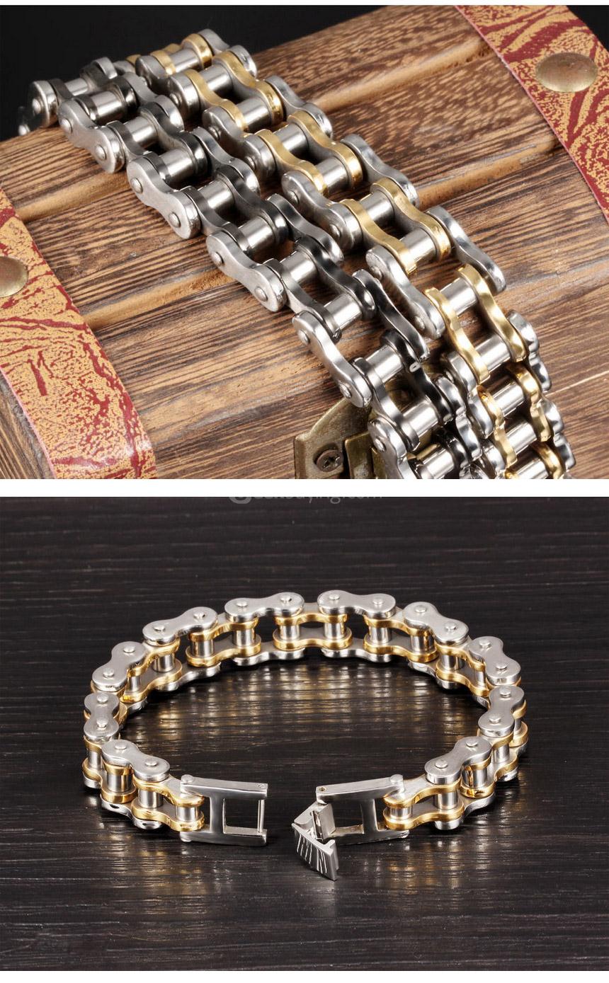 OPK Biker Stainless Steel Men Bracelet Chain Bracelet - Black + Silver