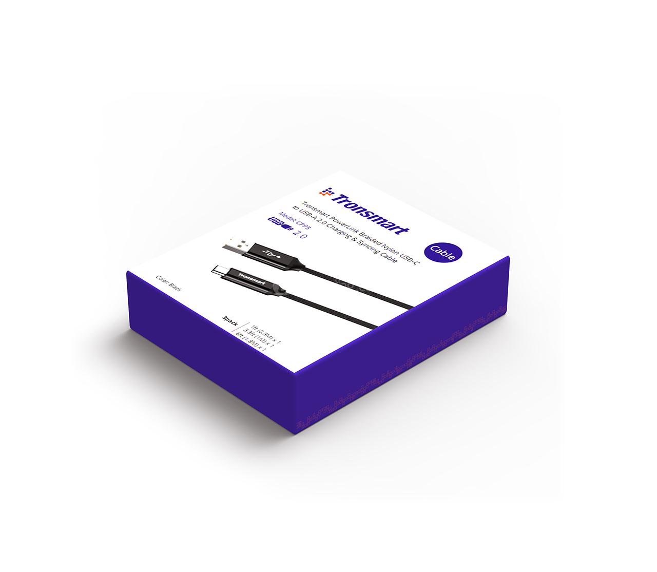 Tronsmart 3 Pack USB A/Male 2.0 TO Type-C/Male 2.0 Cable Sync&Charging Cable for Type-C Supported Devices