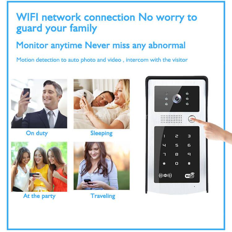 Smart Video Door Phone Intercom 720P Wifi Doorbell with RFID for  IOS / Android