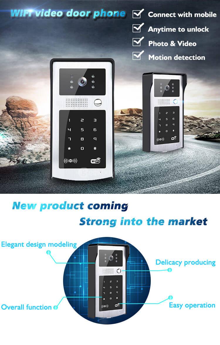 Smart Video Door Phone Intercom 720P Wifi Doorbell with RFID for  IOS / Android