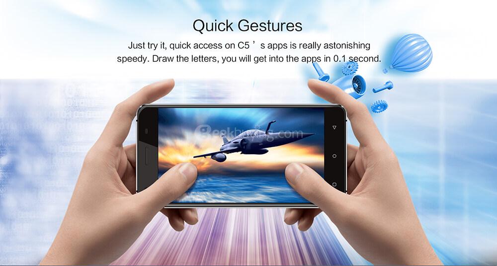 [HK Stock]Oukitel C5 5.0 Inch Smartphone HD Screen 2GB RAM 16GB ROM MTK6580 Quad Core 5.0MP Cam Android 7.0 OTA - Gold