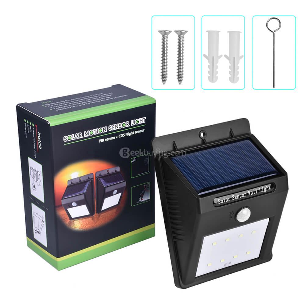L806 Solar Motion Sensor Two-mode Light with 8 LED Lights Water-resistant  - Black