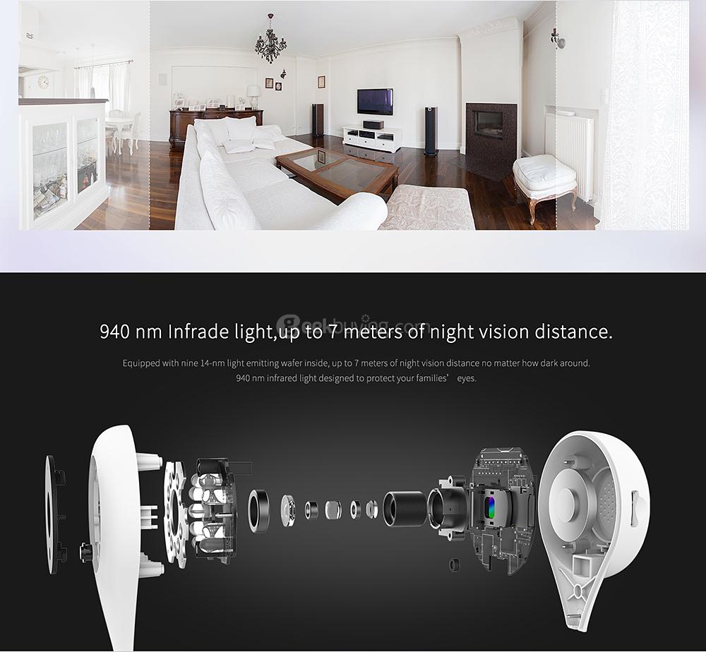 [HK Stock] 360 D503 Home Camera HD 720p Wireless Camera Video Monitor IP Network Surveillance Home security - White