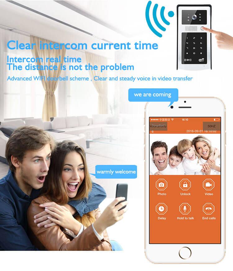 Smart Video Door Phone Intercom 720P Wifi Doorbell with RFID for  IOS / Android